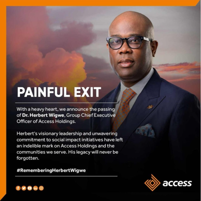 Group CEO, Dr. Herbert Wigwe death confirmed by Access Bank