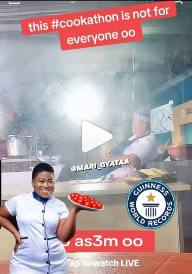 Video: Ghanaian Chef dozes off mid-record GWR attempt