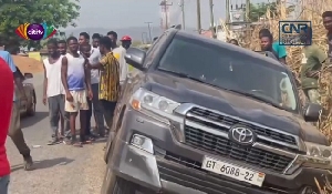 Accra-Ho road: Tempane MP’s Landcruiser falls into ditch while attempting to avoid pothole