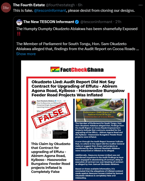 What shows that this is fake? Prove it! – Pro-NPP Twitter account challenges The Fourth Estate