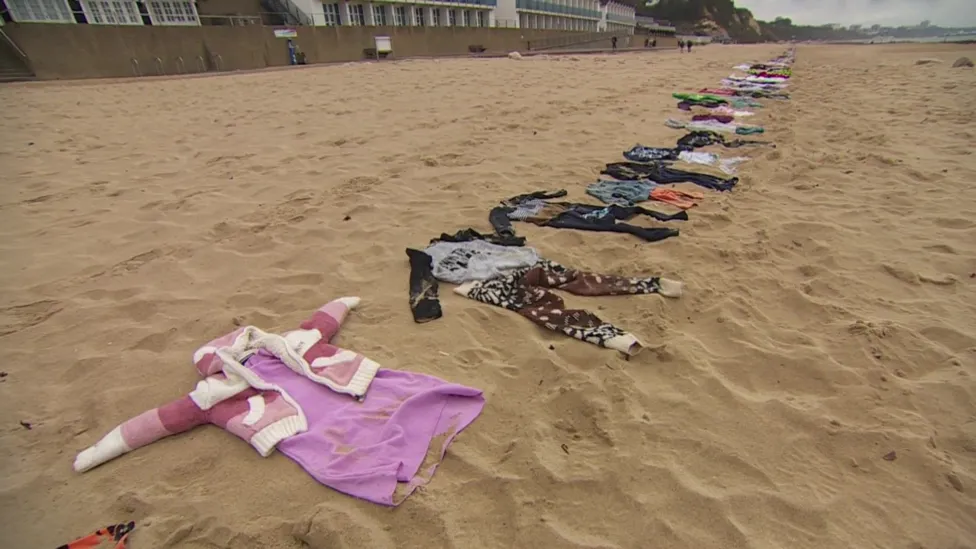 Children’s clothing strewn on shore as protests against Gaza War continue