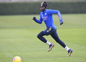 Thomas Partey appears with impressive form during  Arsenal training ahead of Sheffield Utd match