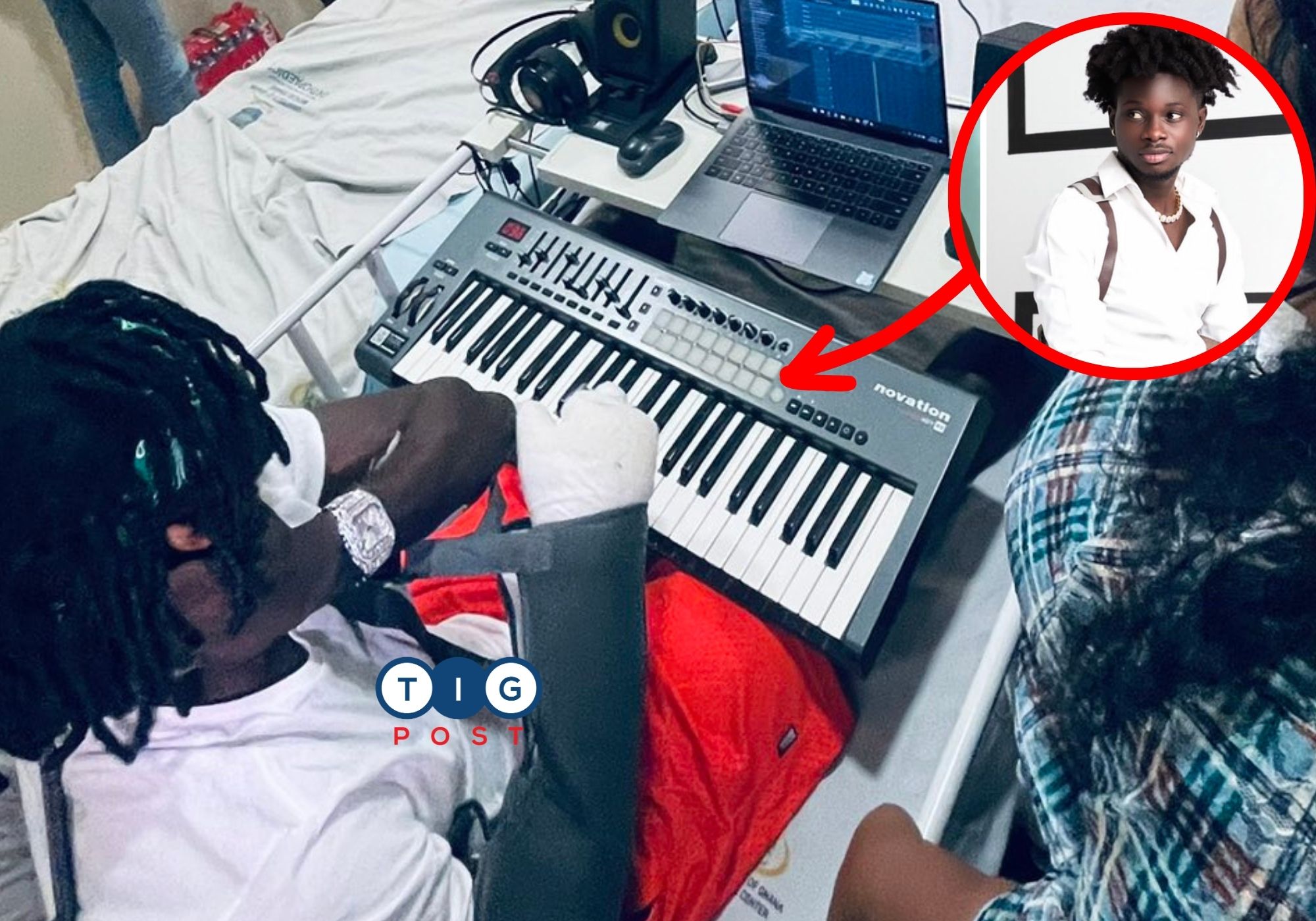 Kuami Eugene continues recording music from hospital bed after major car accident
