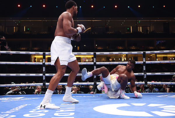 Francis Ngannou floored by Anthony Joshua in just two rounds