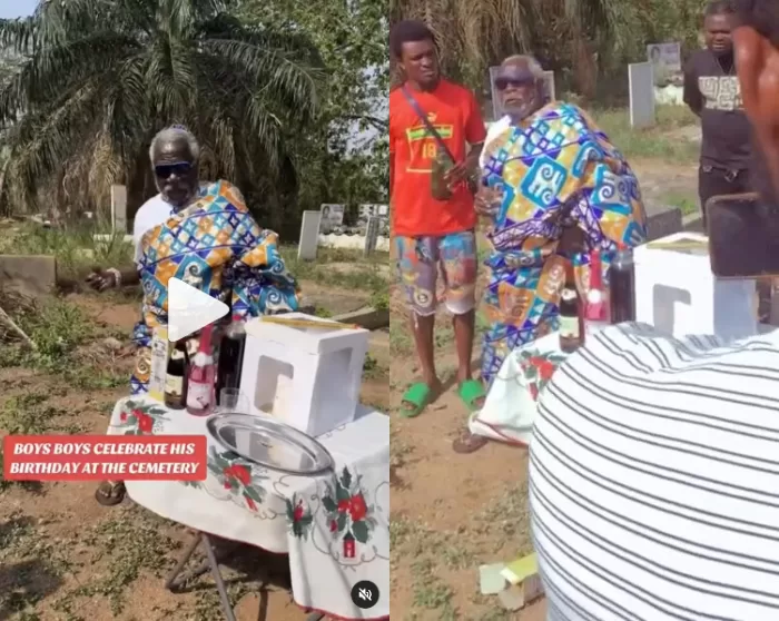 Oboy Siki spotted celebrating his birthday among graves