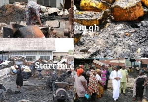 GHC1.2 million worth of of palm oil gallons ravaged by fire at Akyem New Tafo 
