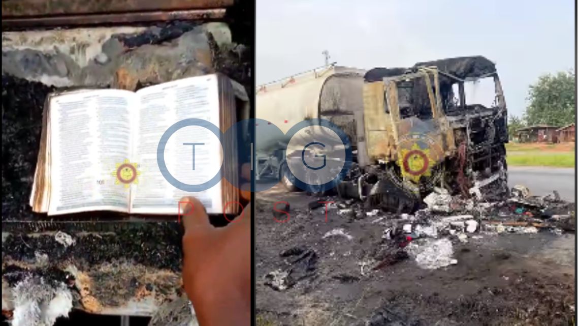 Holy Bible found intact after tanker explosion on Accra-Kumasi Highway