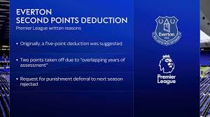 Everton submits appeal against their second points deduction