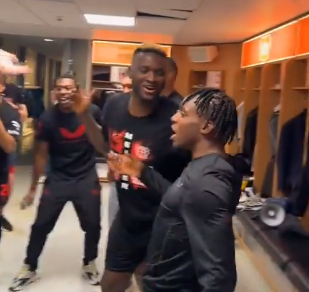 Video: Boniface, Frimpong lead win jams in dressing room after historic Bundesliga title