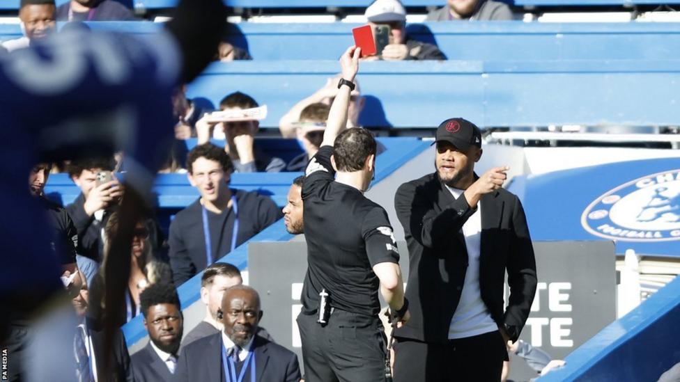 Burnley manager, Kompany, given two-match touchline ban after Chelsea red card