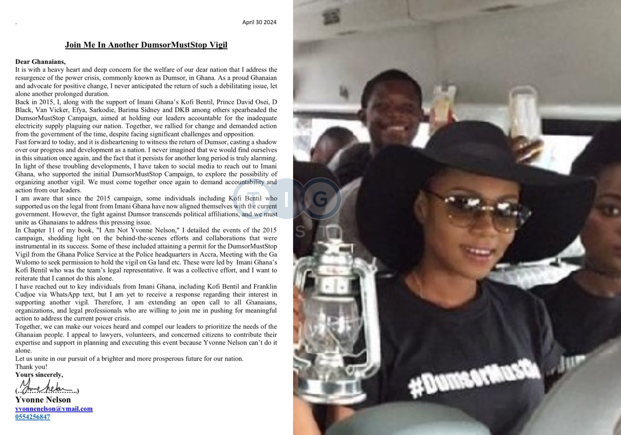 “Join me in another DumsorMustStop vigil” – Yvonne Nelson announces protest, calls on Ghanaians
