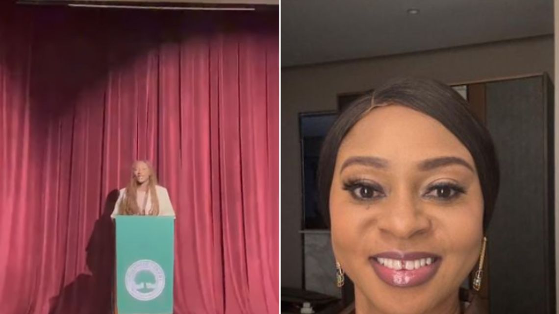 Watch daughter of Adwoa Safo captivate audience on US school speech day