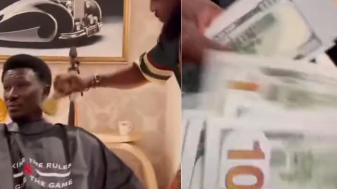 Video of Cheddar paying barber who flew from Ghana to US to trim his hair pops up