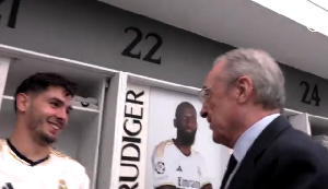 Video: Real Madrid president hugs, congratulate players after win over Bayern Munich