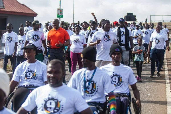 Herbert Mensah leads a walk to commemorate 23 years since the Accra Sports Stadium Disaster