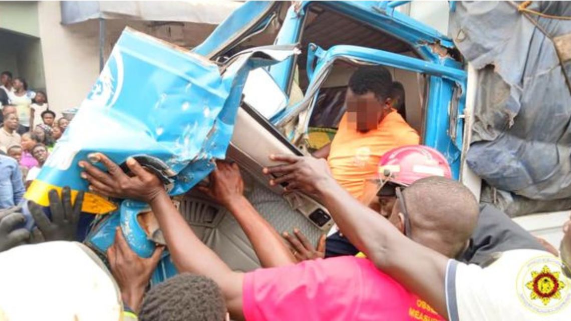 GNFS officers save driver trapped in truck after accident at Agogo Junction