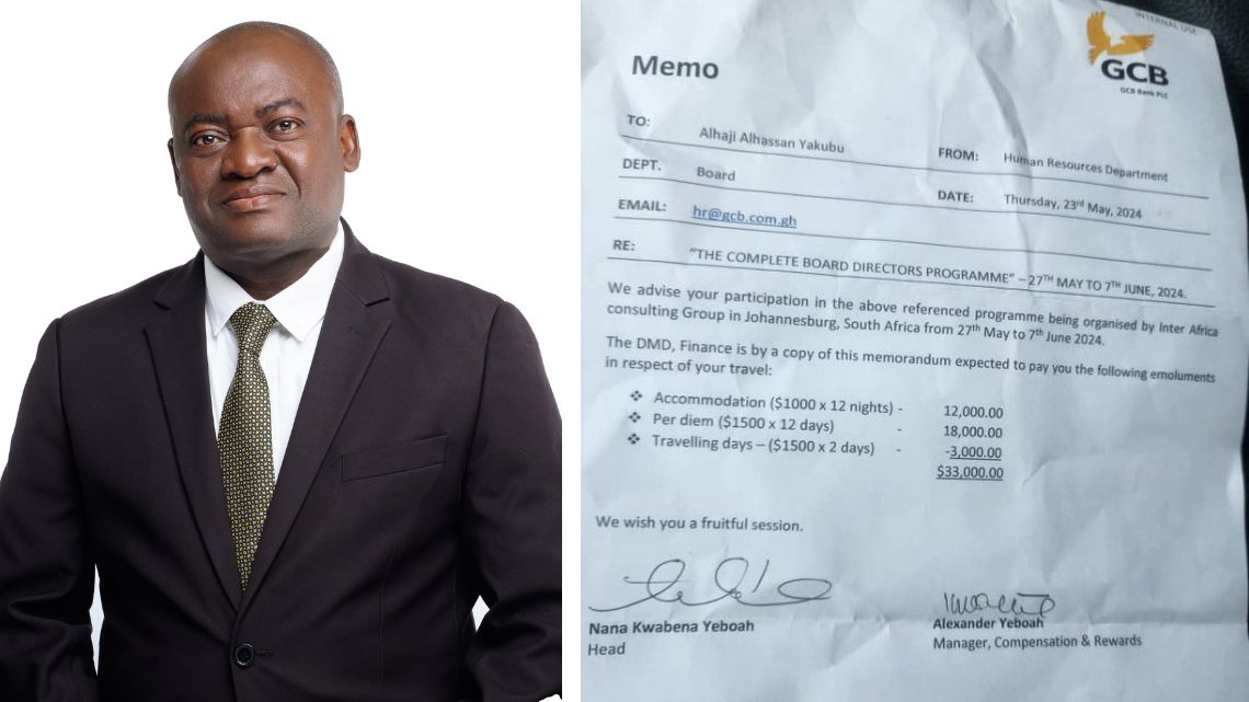 GCB Bank’s $33K emolument for Board Member during 12-day SA trip sparks concerns on social media