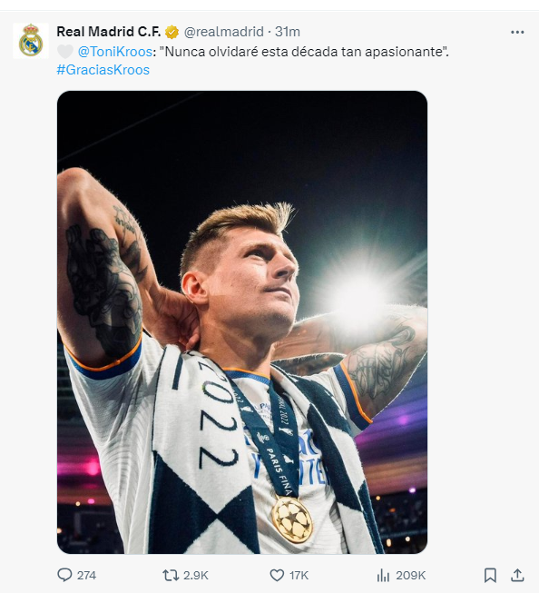 Real Madrid’s Toni Kross announces retirement