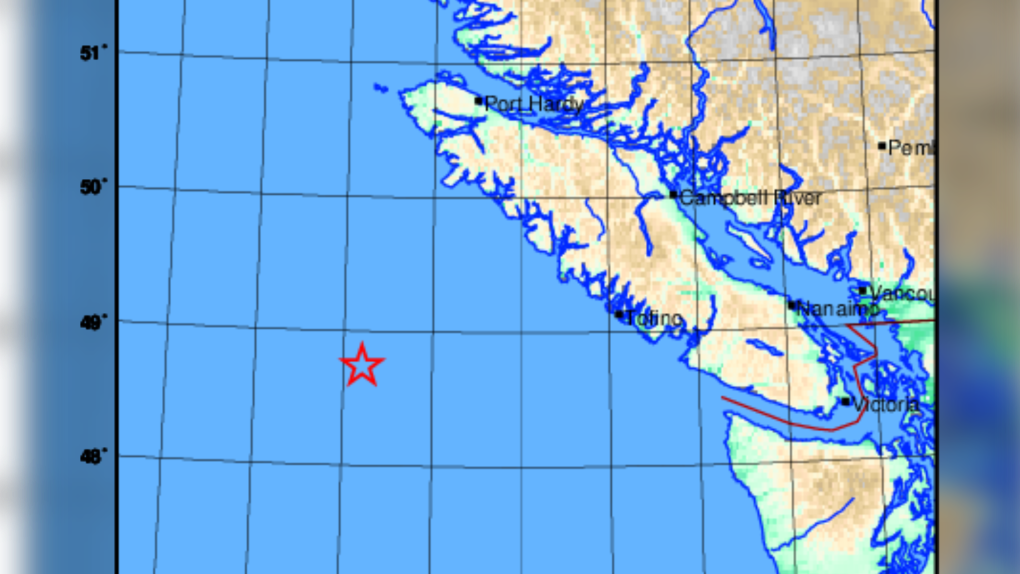 4.8-magnitude earthquake detected to the west of Vancouver Island