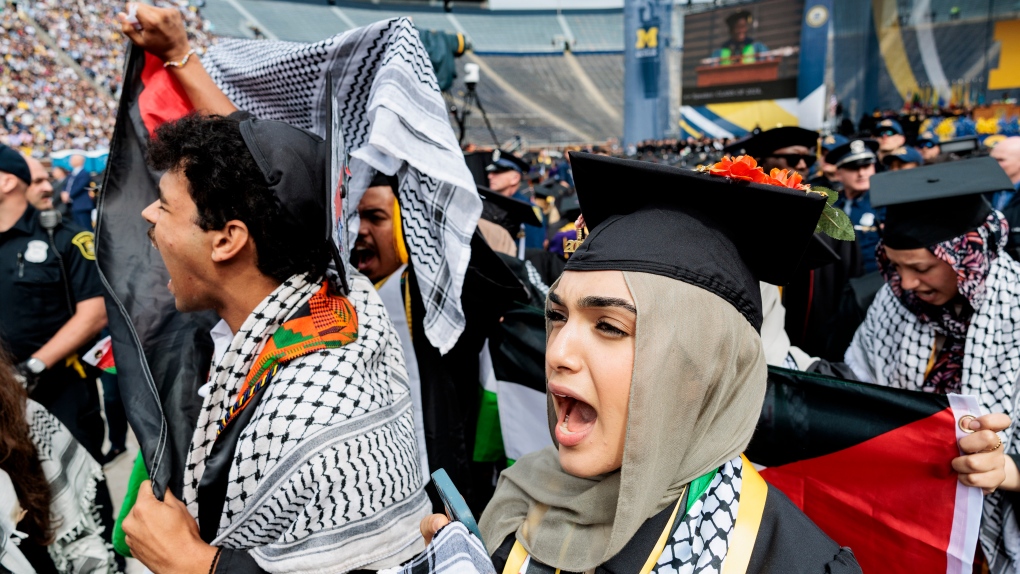 University of Michigan agitated by anti-war protests as graduation coincides with rallies
