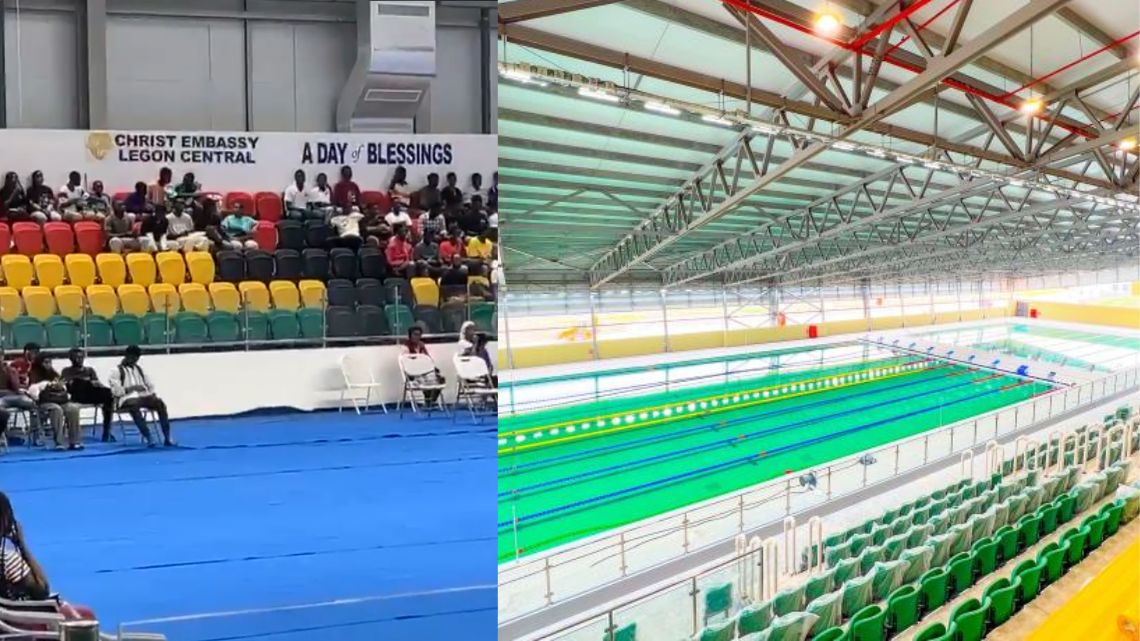 VIDEO: Borteyman Sports Complex being used for church service, netizens react