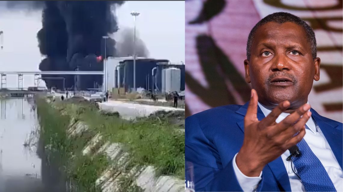 Dangote refinery in Lagos on fire