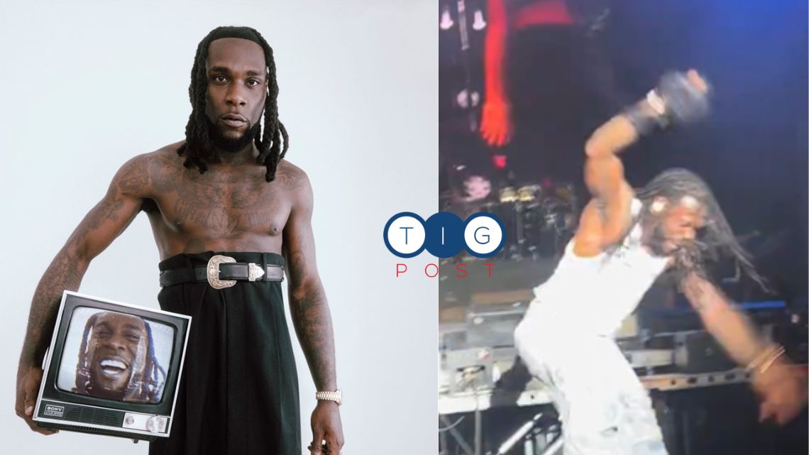 Video: Burna Boy falls while performing on stage