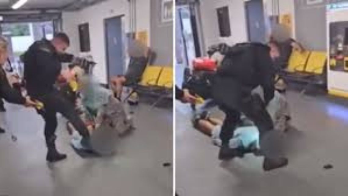 Video shows police officer stomping on man’s head at airport