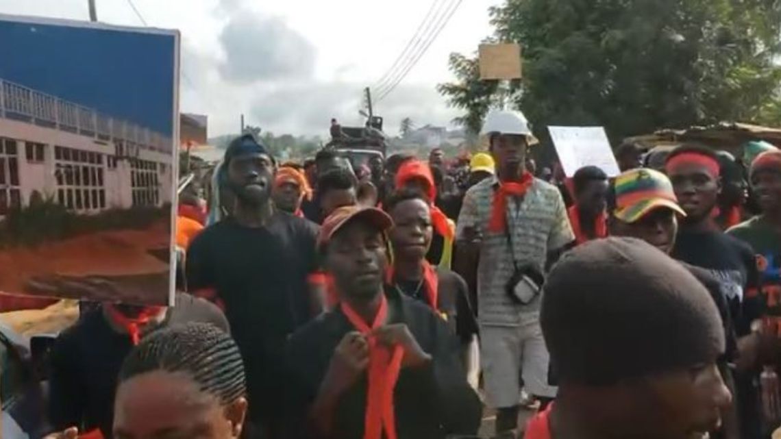 Youth in Axim hit the streets over locked-up stadium project
