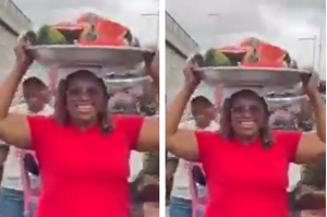 Watch video of Hawa Koomson ‘hawking’ watermelon during a campaign tour
