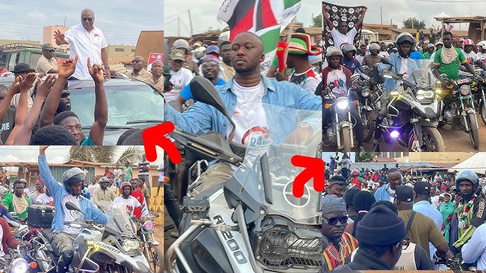Video: Basintale leads a large group of Okada riders to NDC rally in Ashaiman