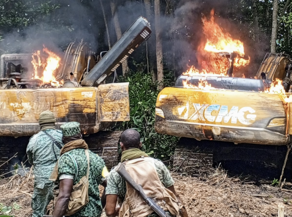 Galamsey site in Subri Forest Reserve raided, 4 nabbed by Forestry Commission