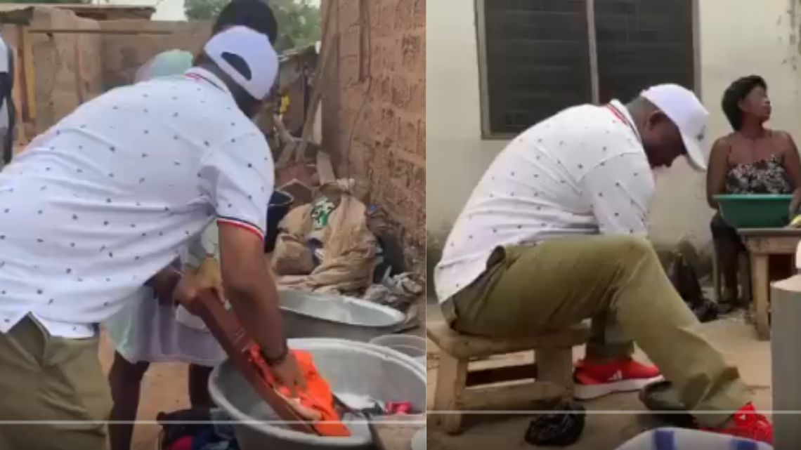 VIDEO: Pius Hadzide washes clothes of constituents, grinds pepper during campaign