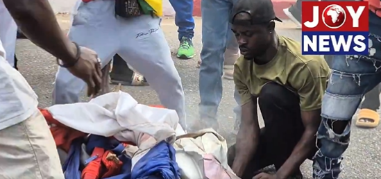 Video: Protesters set fire to campaign banners of NPP’s Mahamudu Bawumia