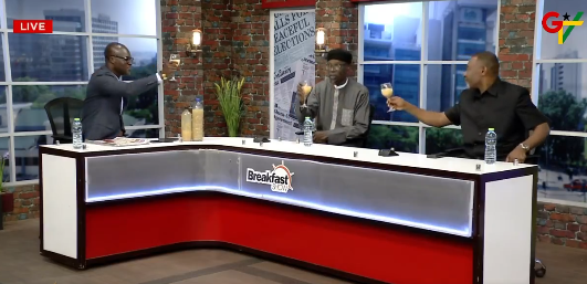 VIDEO: Sheikh Shaibu, Dr. Lawrence Tetteh toast to honour Akufo-Addo, others with polluted water on live TV