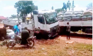 Trucks carrying illicit cocoa beans intercepted by NIB in Dambai