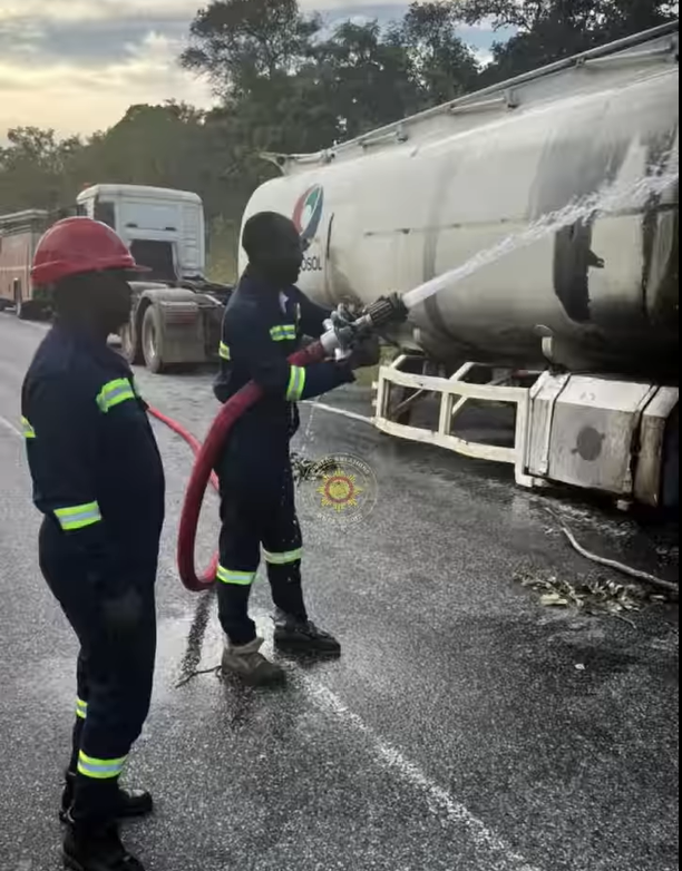 Fuel tanker fire incident contained by GNFS in Grupe