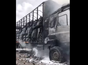 Cargo truck catches fire on Tema Motorway