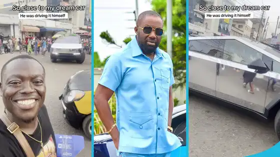 Tiktoker thrilled to spot Despite cruising his cybertruck in Adum, Kumasi