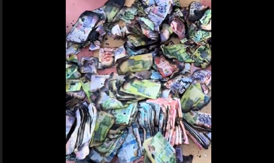 Viral video shows burnt GHS200, GHS100 notes, victim pleads for help