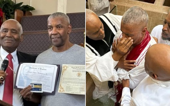 Denzel Washington baptized, ordained as minister in New York