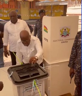 Akufo-Addo votes, satisfied with voting process so far