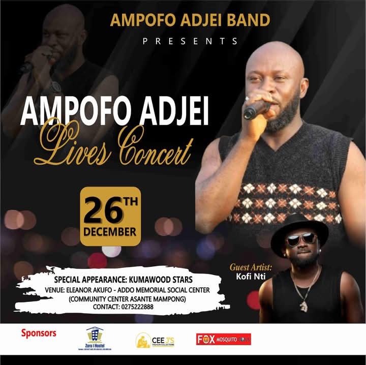 Ampofo Adjei set to thrill Asante Mampong with ‘Live in Concert’ on Dec 26