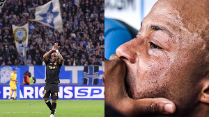 Video: Andre Ayew gets emotional, breaks down in tears as Marseille fans gives him a standing ovation