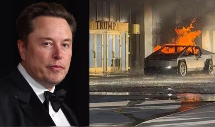 Elon Musk suggests cybertruck blowing up near Trump hotel an act of terrorism