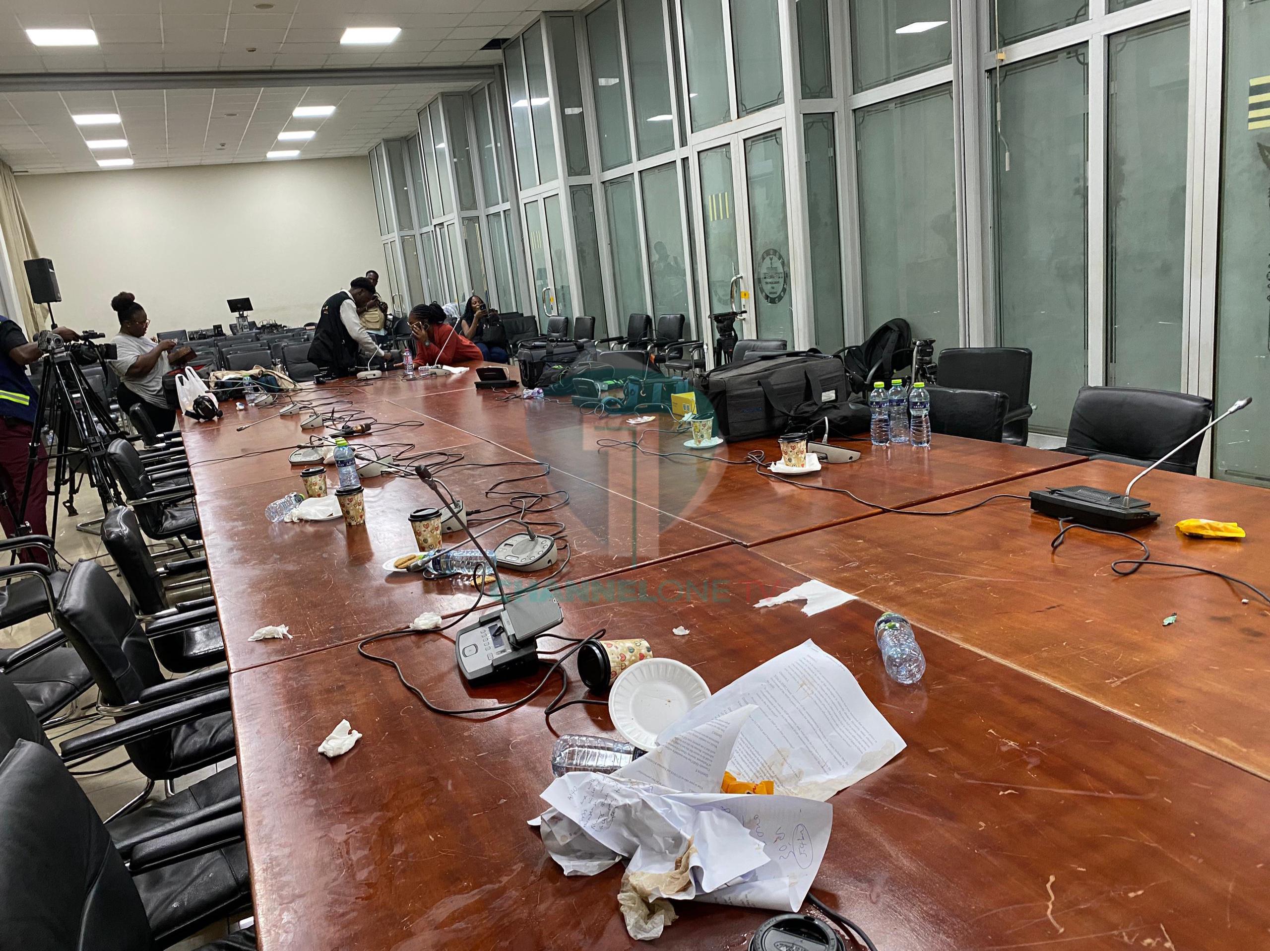 Tables, microphones destroyed following clash during vetting