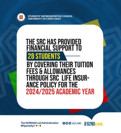 UCC SRC provides financial aid to 28 students for 2024/2025 academic year