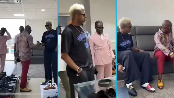 Watch Basketmouth, Prophet Ogyaba spotted shopping at luxury Ghanaian fashion store