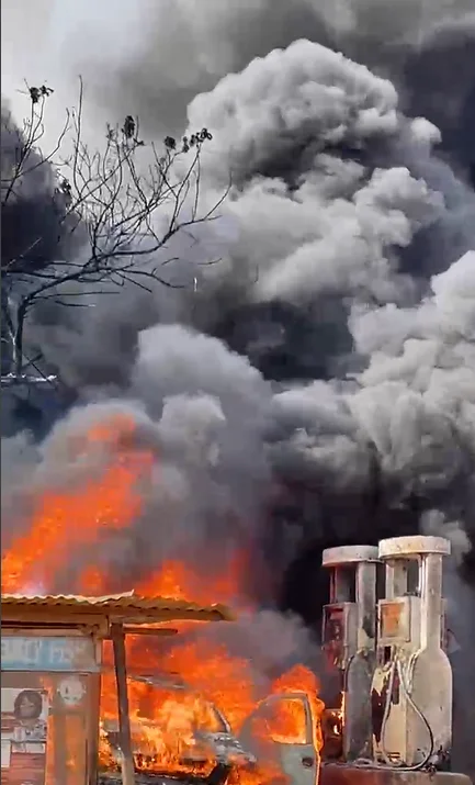 Fuel station in Teshie razed by fire