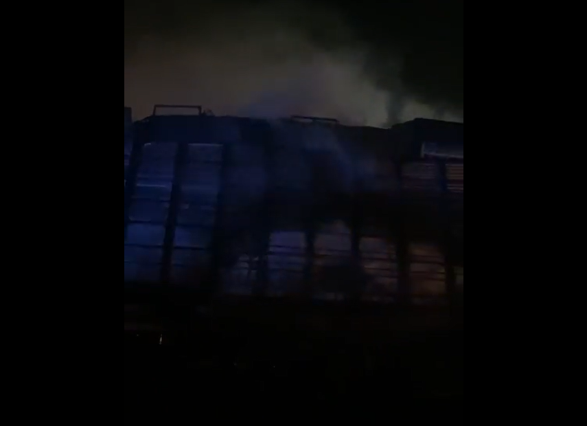 Truck loaded with spare parts bursts into flames on Tema Motorway